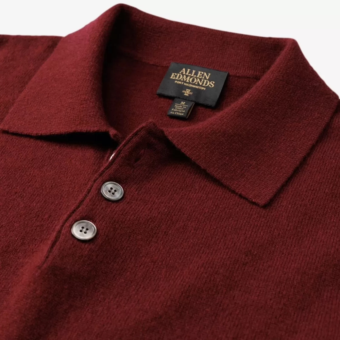 APPAREL & ACCESSORIES Allen Edmonds Shirts & Sweaters*Cashmere Long-sleeve Sweater Polo Burgundy