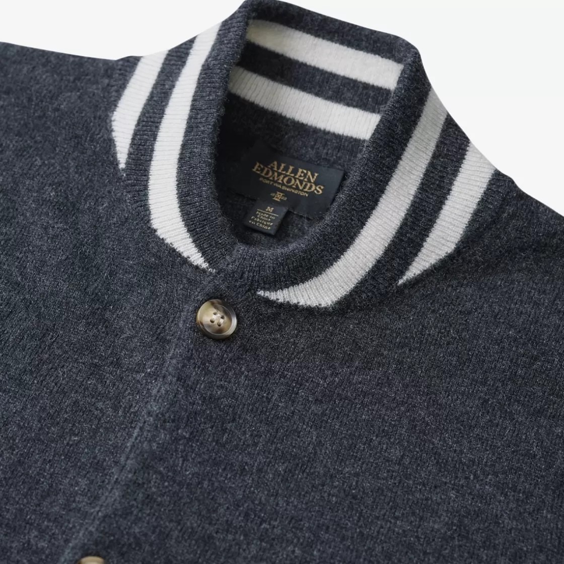 APPAREL & ACCESSORIES Allen Edmonds Shirts & Sweaters*Cashmere Varsity Sweater CHARCOAL