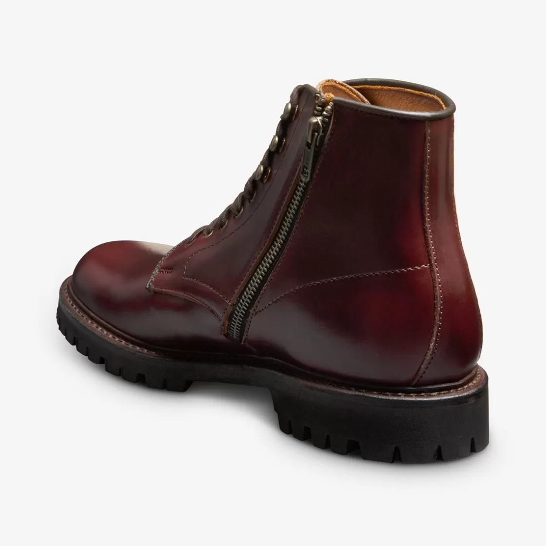 SHOES | SHOE CARE Allen Edmonds Weatherproof Shoes | Combat Boots | Recraftable Shoe*Higgins Mill Weatherproof Zip Boot with Lug Sole Burgundy