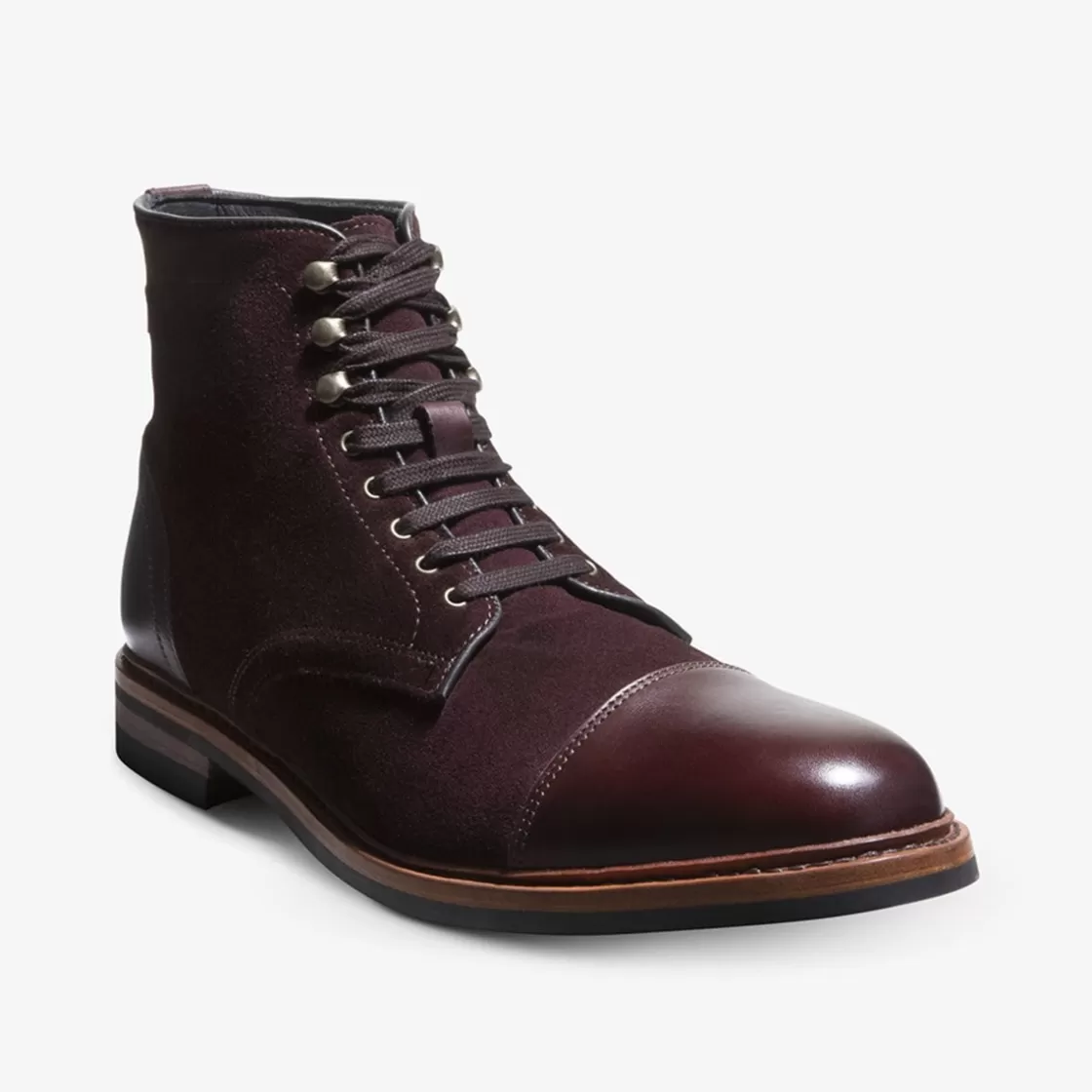 SHOES Allen Edmonds Dress Boots | Lace Up Boots*Landon Cap-toe Boot Burgundy Suede