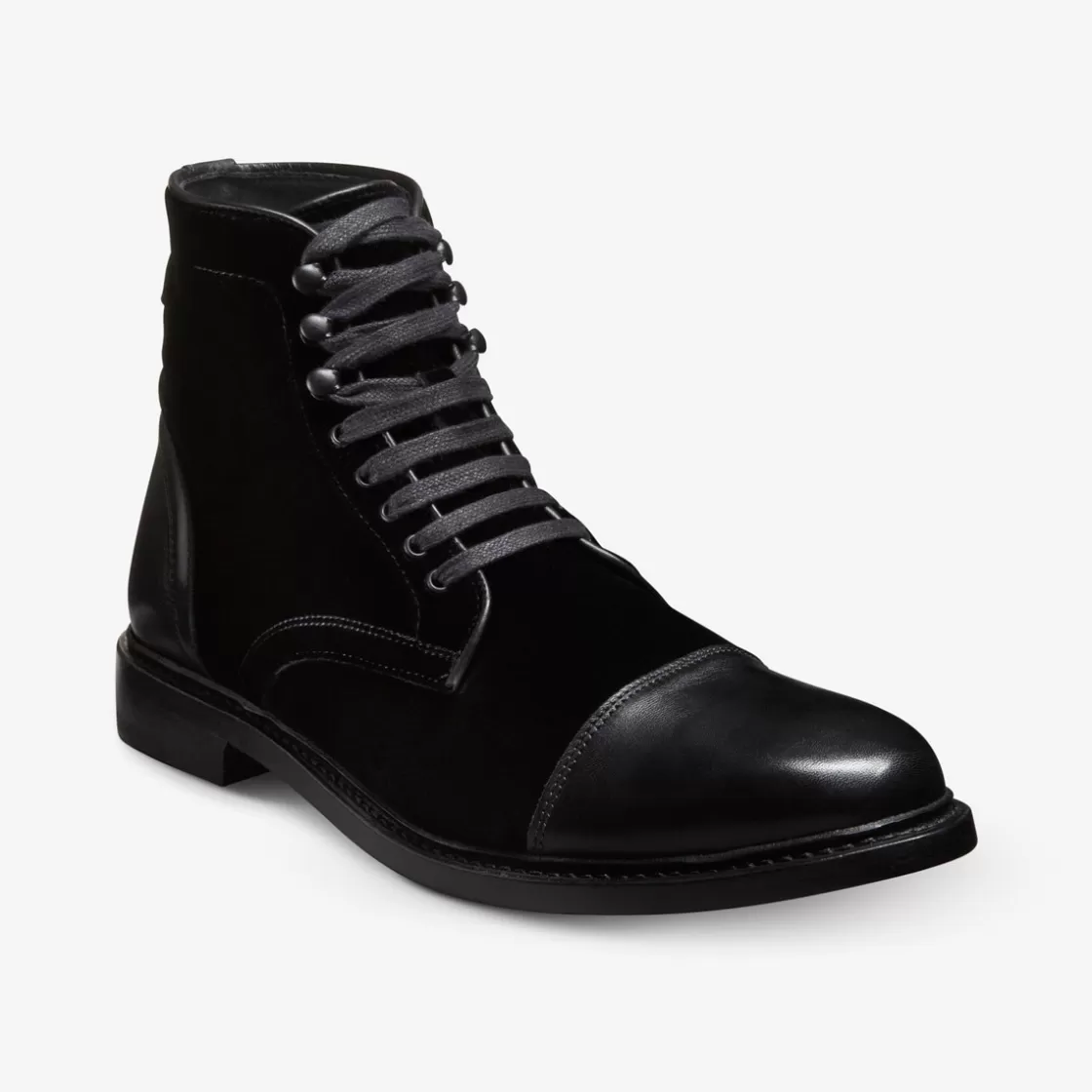 SHOES Allen Edmonds Lace Up Boots*Landon Cap-toe Boot Black Velvet Leather