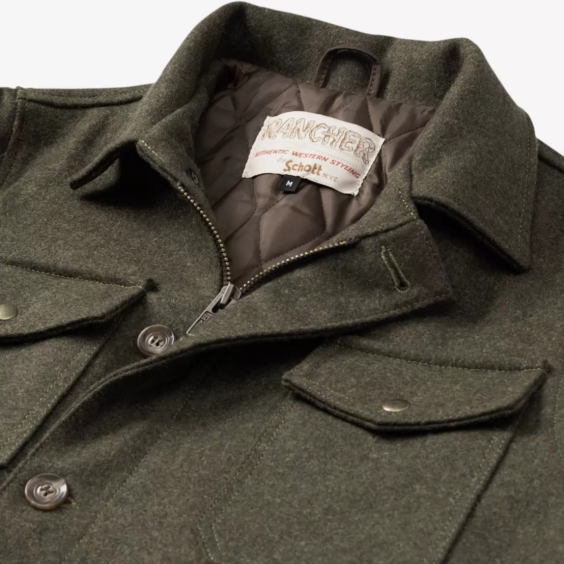 APPAREL & ACCESSORIES Allen Edmonds Outerwear & Vests | Schott*Schott® N.Y.C. Wool Grandville Jacket Olive