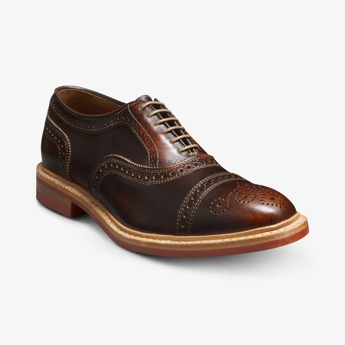 SHOE CARE Allen Edmonds Recraftable Shoe*Strandmok Cap-toe Oxford with Dainite Rubber Sole Brown Saddle Leather